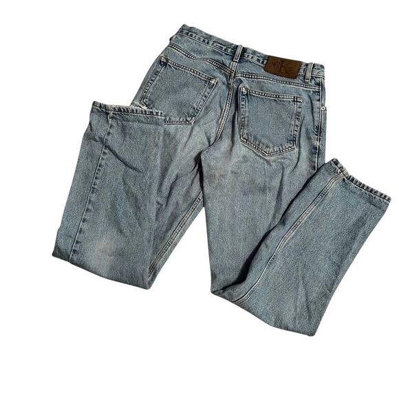 90s CK Calvin Klein Vintage Y2K Denim Jeans Light Blue Wash Mens Easy Fit 31 - Picture 5 of 14